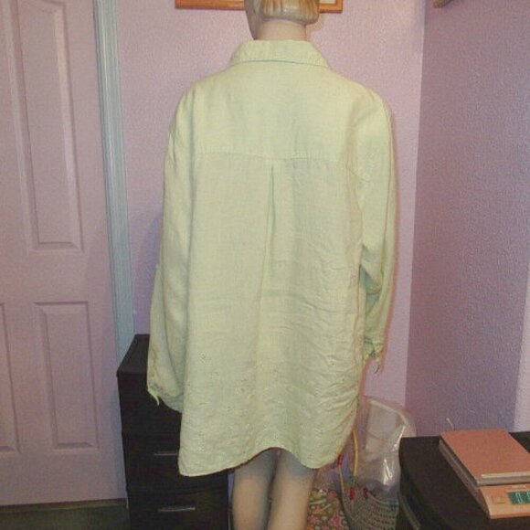 Vtg Paraphrase Linen Blouse Top Size 3X Eyelet Button Up Tunic Shirt Lagenlook - Picture 9 of 12